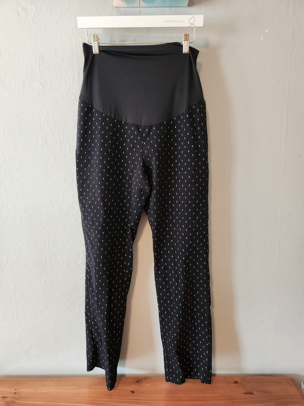 Great Expectations Large Maternity Trousers with Tiny White Dot Print